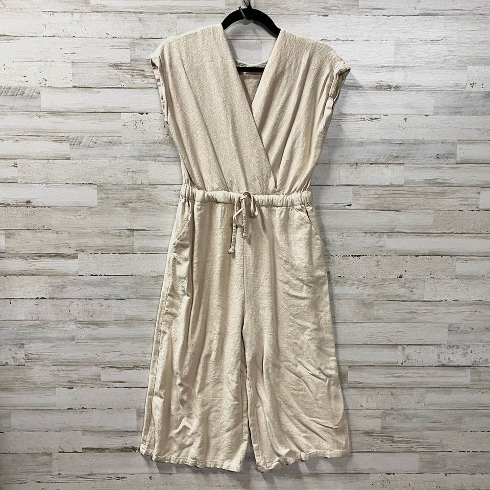 Ellison Part-Linen Jumpsuit with Pockets and Waist Tie